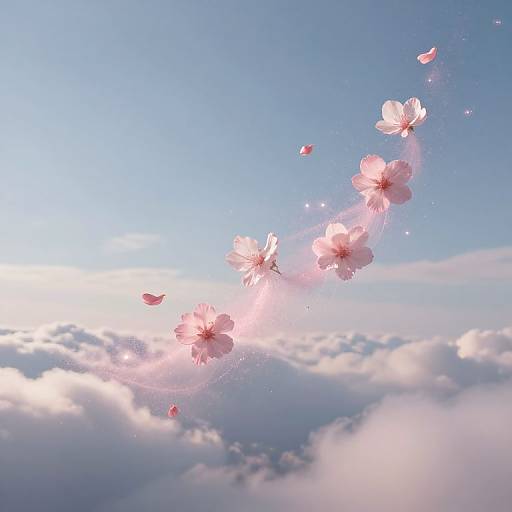 Ethereal Flowers Above Cloudscape