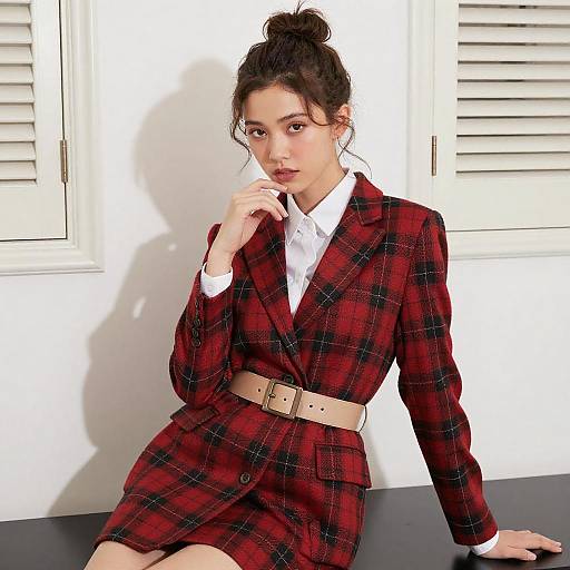 Young Woman in Plaid Suit Portrait