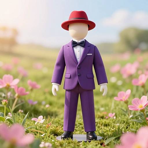 Whimsical Mannequin in Purple Suit