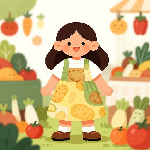 Smiling Potato Girl at Farmer's Market