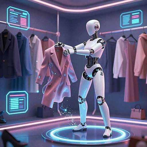 Cyberpunk AI Holographic Dressing Room