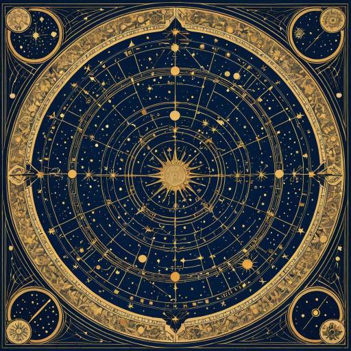 Celestial Constellation Diagram in Blue and Gold