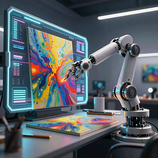 Futuristic AI Art Studio Creation