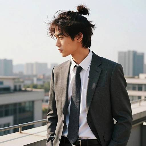 Messy Bun Businessman Fashion Shoot