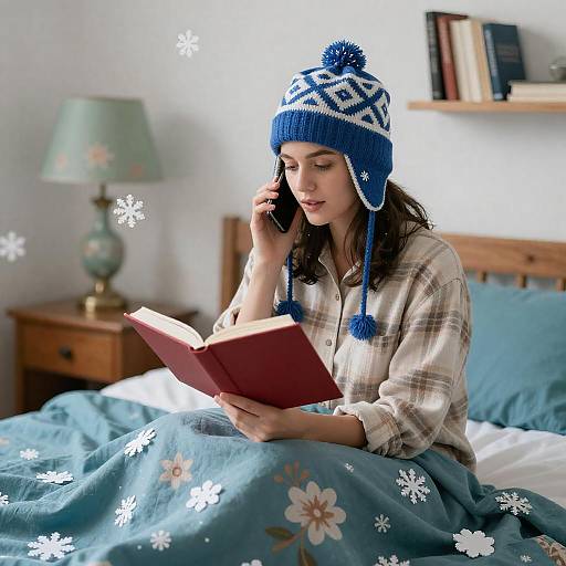 Cozy Winter Bedroom Phone Conversation