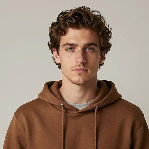 Portrait of Young Man in Brown Hoodie