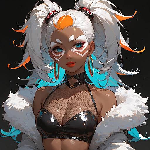 Futuristic Dark-Skinned Anime Girl with Twintails