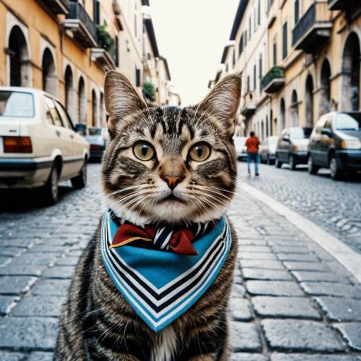 Tabby Cat with Neckerchief on Rome Street Tabby Cat with Neckerchief on Rome Street