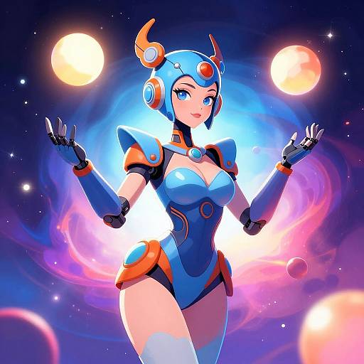 Retro Futurism Female Robot Juggler