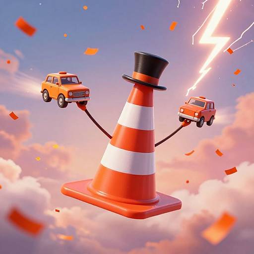 Sentient Traffic Cone Guiding Flying Cars