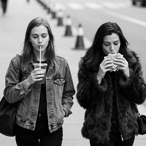 Candid B&W Moment of Two Women