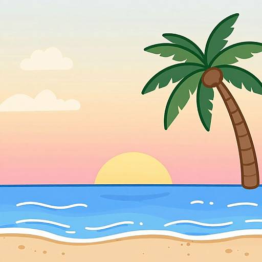 Cartoonified Serene Beach Sunset