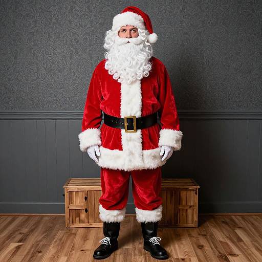 Indoor Santa Claus Portrait in Velvet Suit