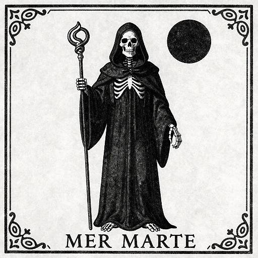 Vintage Skeletal Figure with Staff