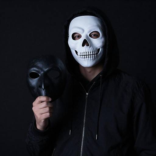 Glowing Skeletal Mask in Darkness