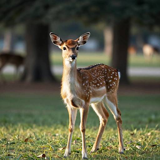 Spotted White-Tailed Deer Fawn in Park