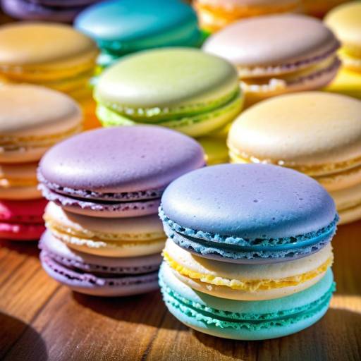Colorful Gourmet Macarons Close-Up