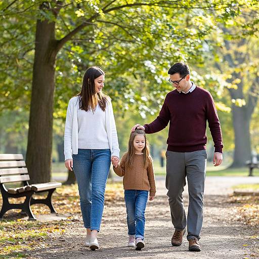 Sunny Family Stroll in Leafy Park