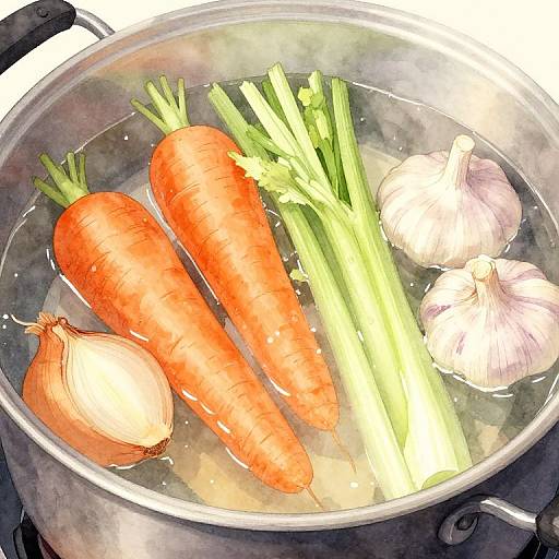 Watercolor Broth Ingredients Arrangement