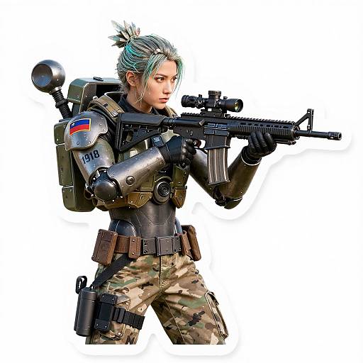 Female Exosuit Sniper with M4 Rifle