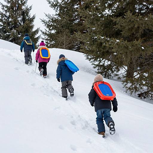 Children Playing on Snowy Hill