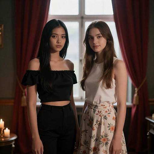 Young Women in Dramatic Lighting Setting