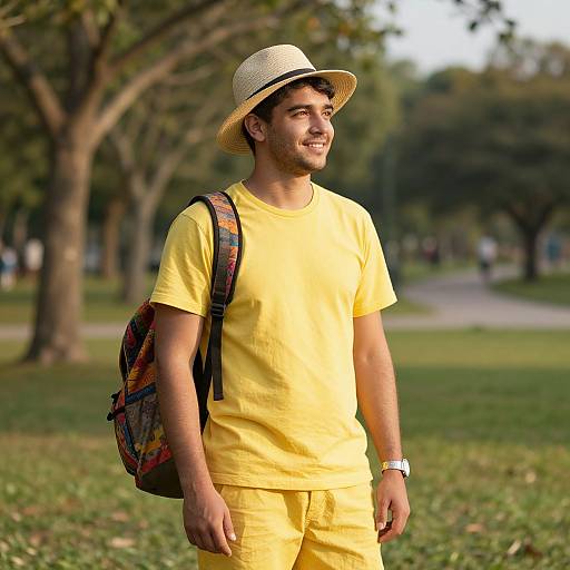 Young Man Relaxing in Sunny Park