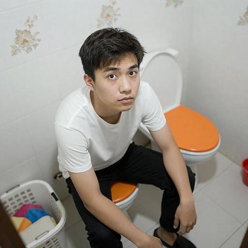 Casual Moment: Man on Toilet Floor
