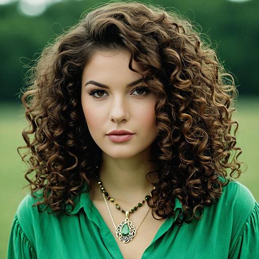 Realistic Brown Perm Wig with Jewelry