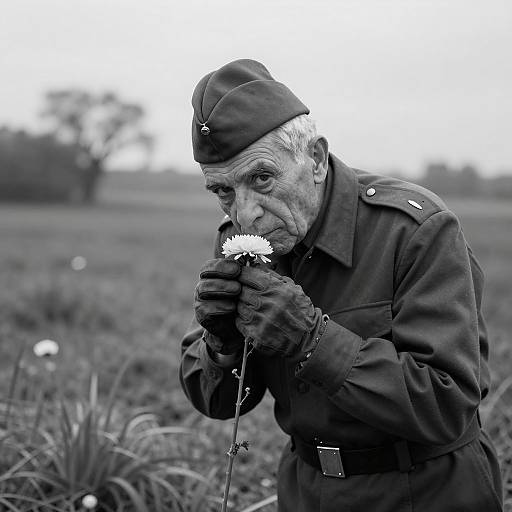 Intense Portrait of a Soldier in Nature