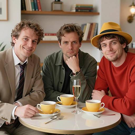 Three Men in a Round Table Setting