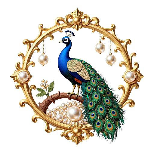 Baroque Peacock and Pearls Logo