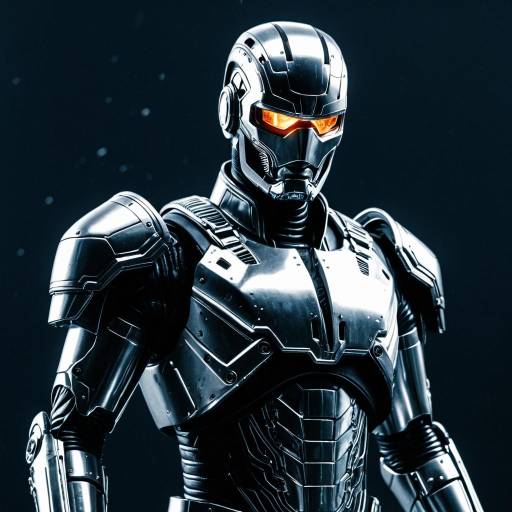 Futuristic Cyborg Robot with Glowing Eyes