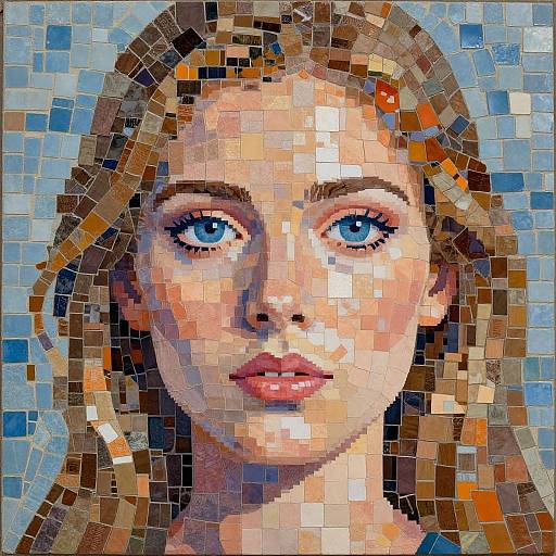 Textured Mosaic Portrait of Woman