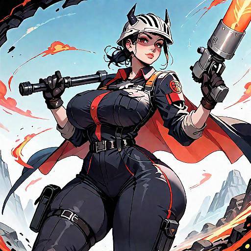 Voluptuous Female Helldiver in Armor