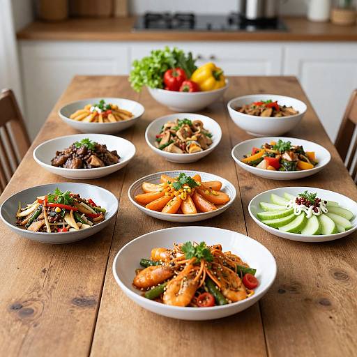 Elegant Rustic Table with Vibrant Dishes