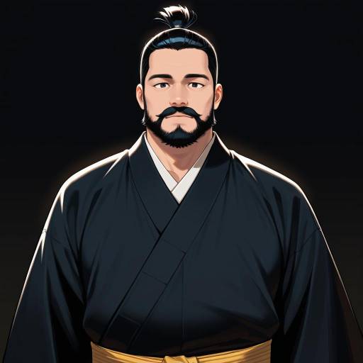 Confident Chubby Man in Black Kimono Confident Chubby Man in Black Kimono