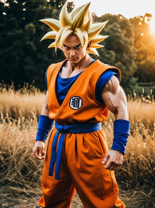 Man in Goku Super Saiyan Costume Outdoor Portrait