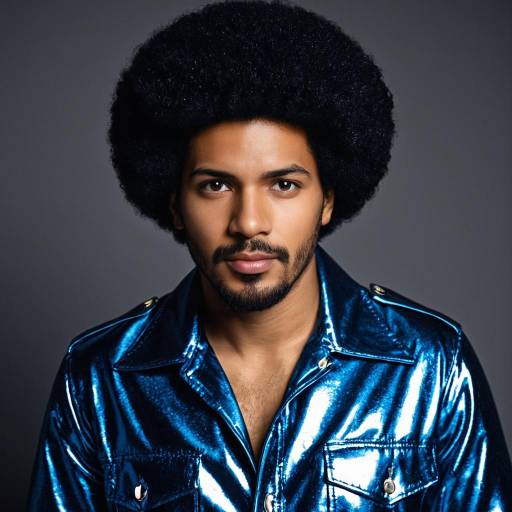 Man with Afro in Shiny Blue Disco Jacket