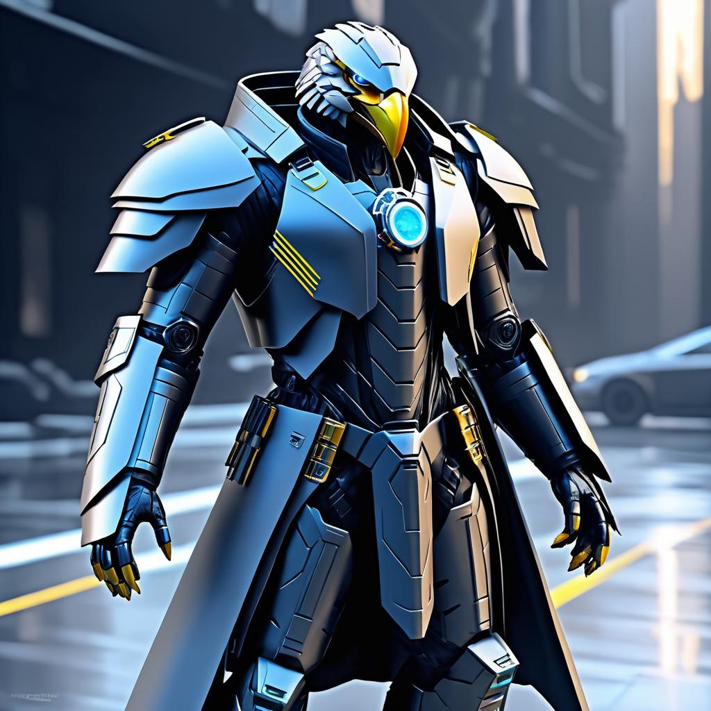 Cybernetic Eagle in Trench Coat Armor