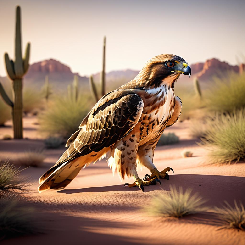 Red-Tailed Hawk in Sonoran Desert Scene