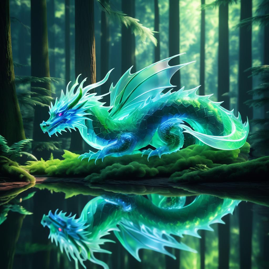 Hyperrealistic Translucent Dragon in Forest