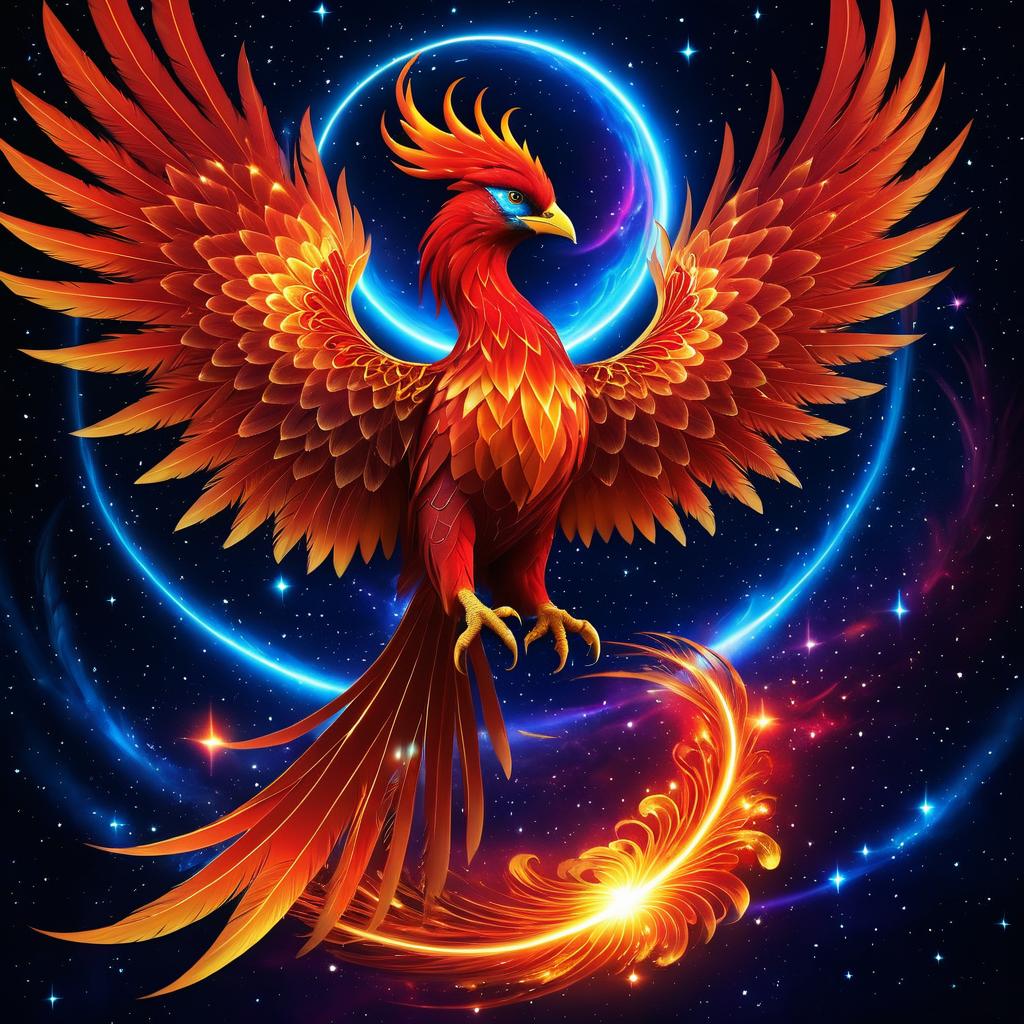 Mystical Phoenix in Celestial Cosmos