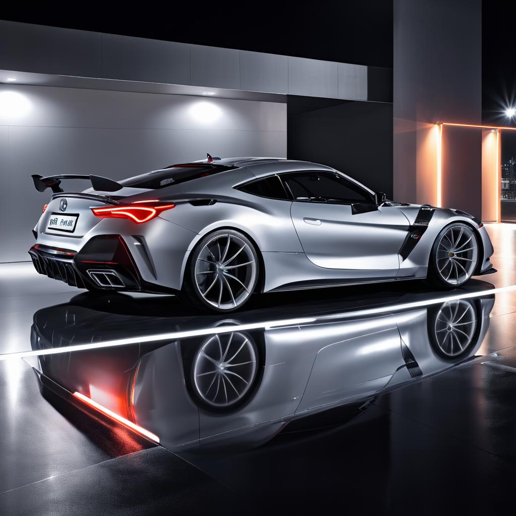 Sleek Silver Sports Car at Night