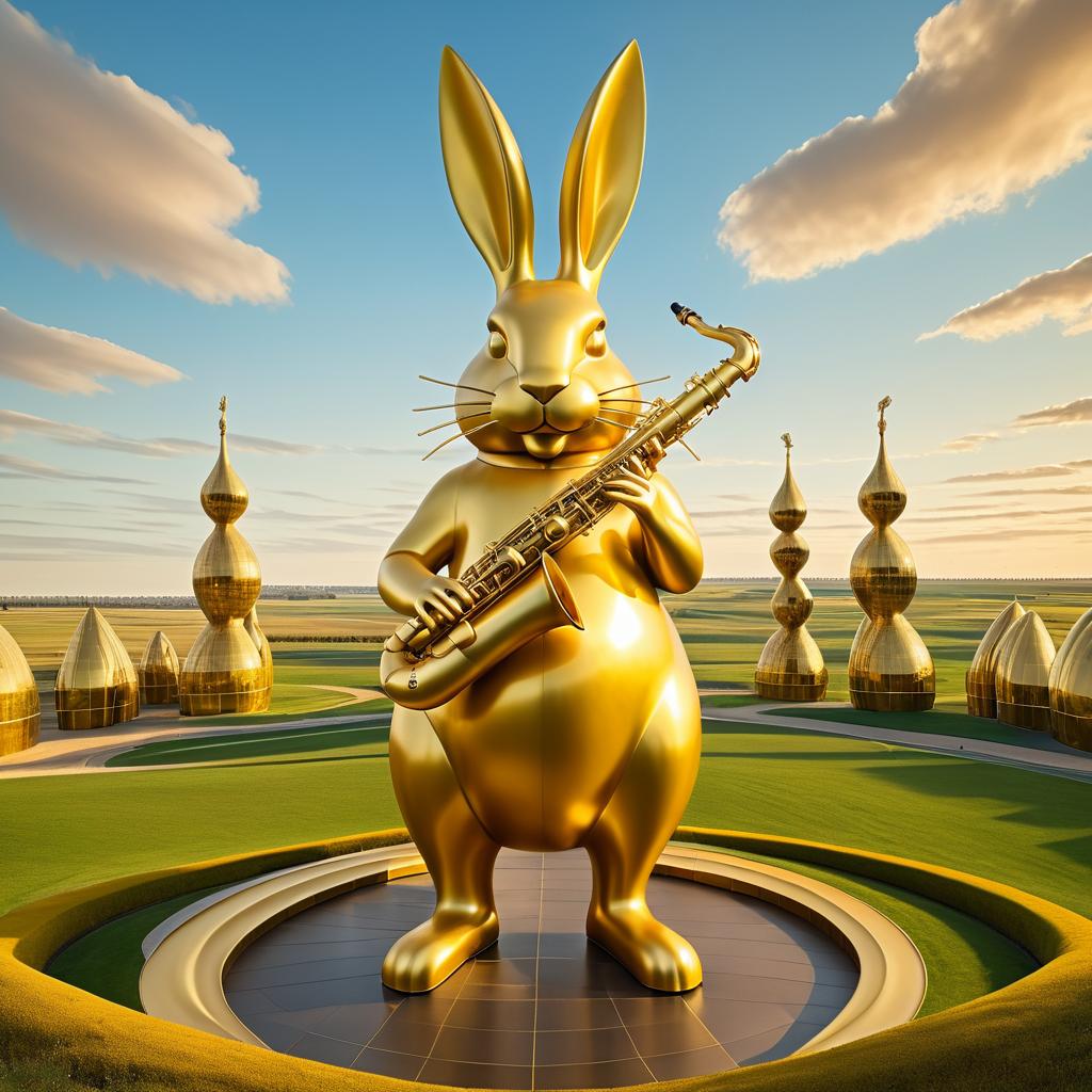 Majestic Golden Rabbit Saxophonist Artwork