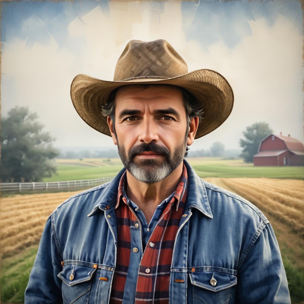 Rustic Farmer Portrait in Romantic Style