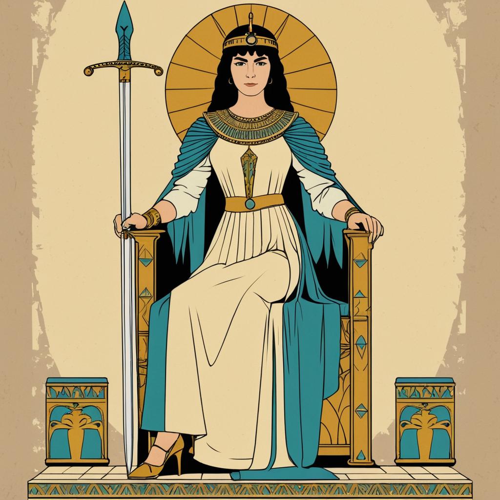 Cleopatra Tarot Card in Vintage Style