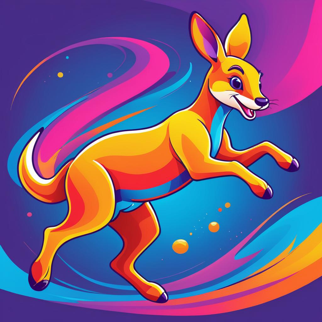 Vibrant Cartoon Kangaroo Illustration