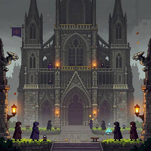 Pixel Art Gothic Cathedral Square