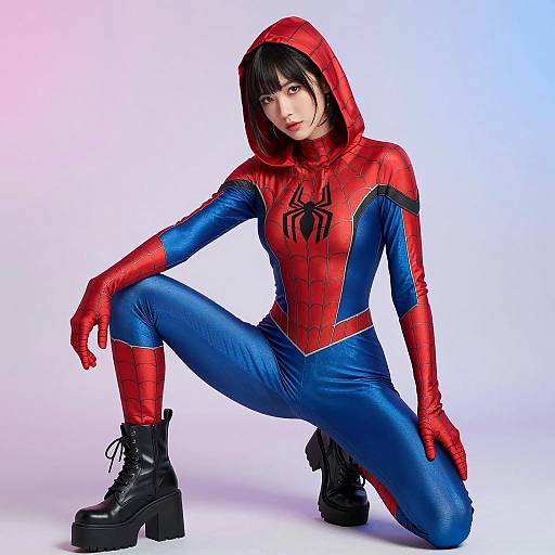 Dynamic Young Woman in Spider-Man Cosplay